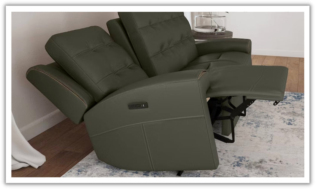 Flexsteel Iris 3-Seater Leather Tufted Power Reclining Sofa in Dark Gray