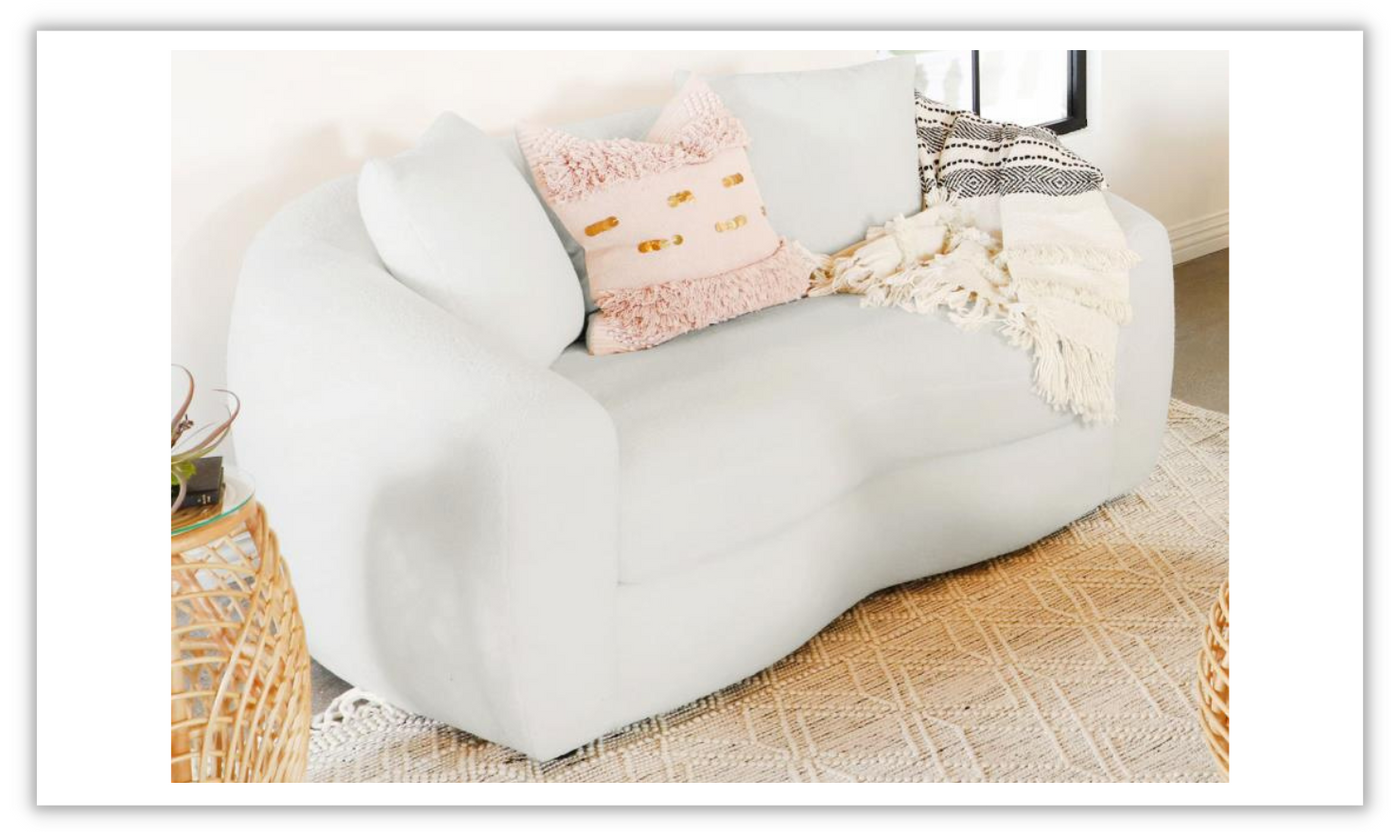 Isabella White Fabric Tight Back Loveseat