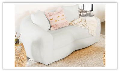 Isabella White Fabric Tight Back Loveseat
