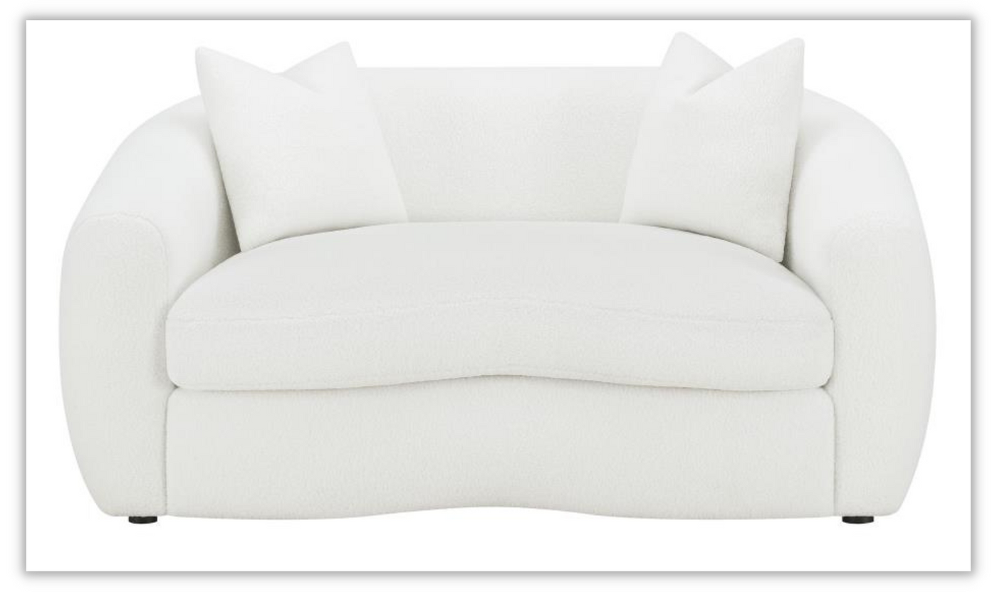 Isabella White Fabric Tight Back Loveseat