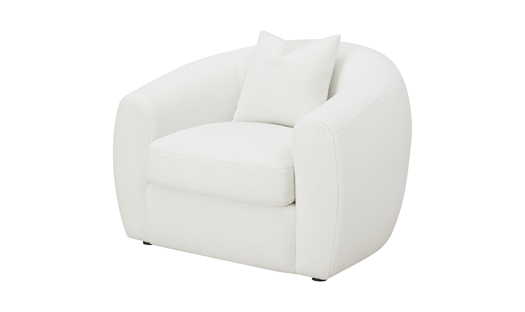 Isabella Boucle Upholstery Cushion Chair in White