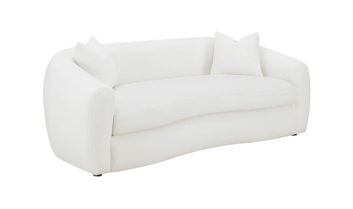 Isabella Fabric White Sofa with Tight Back Cushions