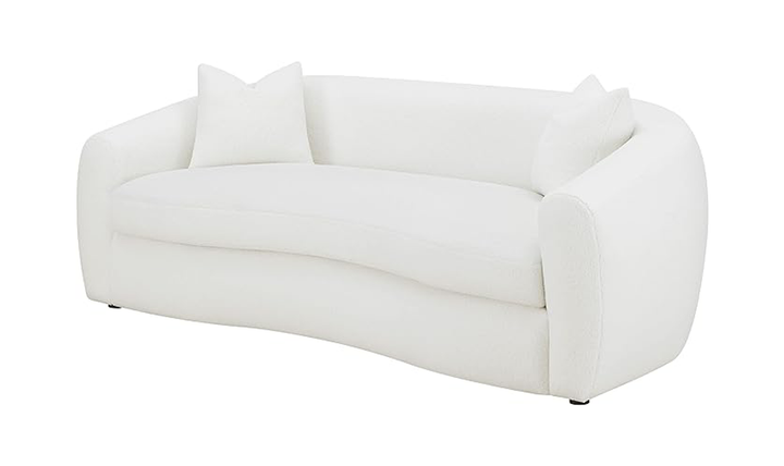 Isabella Fabric White Sofa with Tight Back Cushions