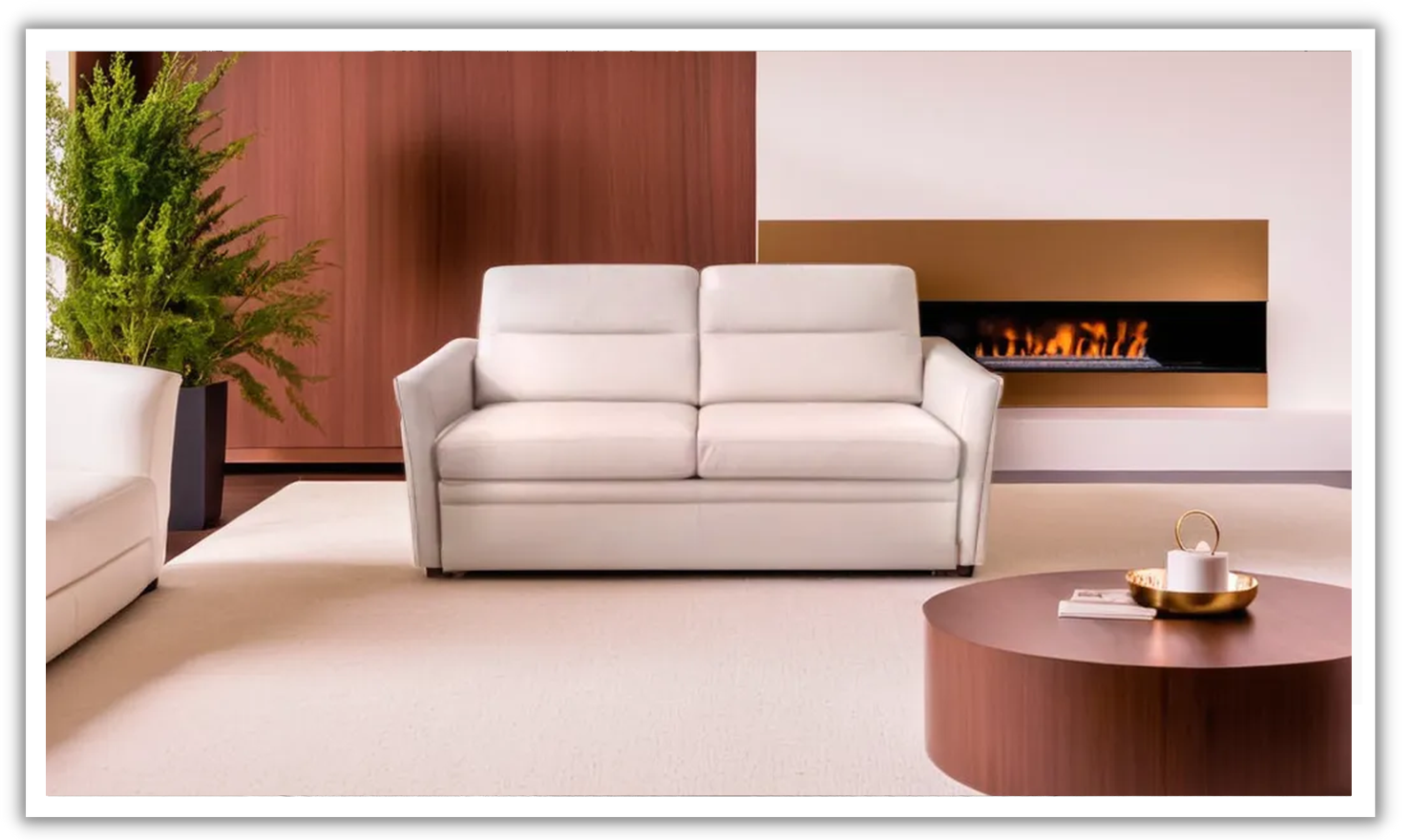 Isabella Modern Leather 2-Seater Sleeper Sofa in Beige – Jennifer Furniture