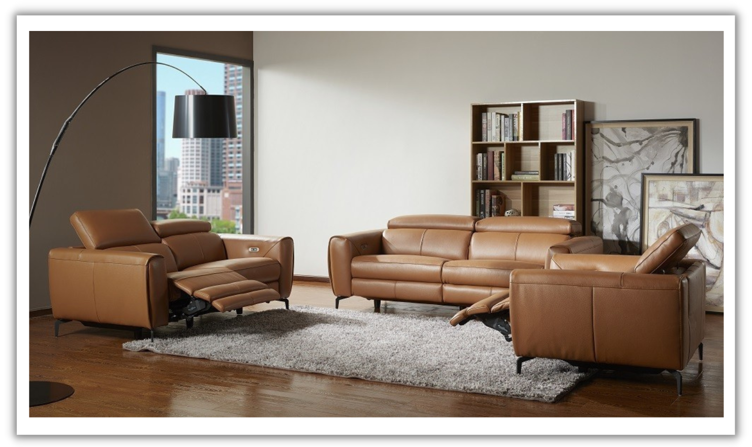 Jennifer Italia Azur Leather Power Reclining Living Room Set