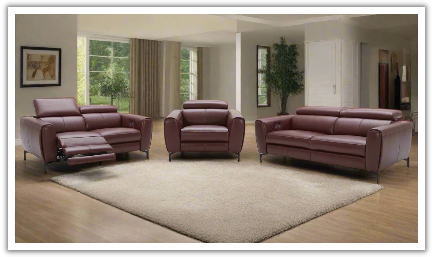 Jennifer Italia Azur Leather Power Reclining Living Room Set