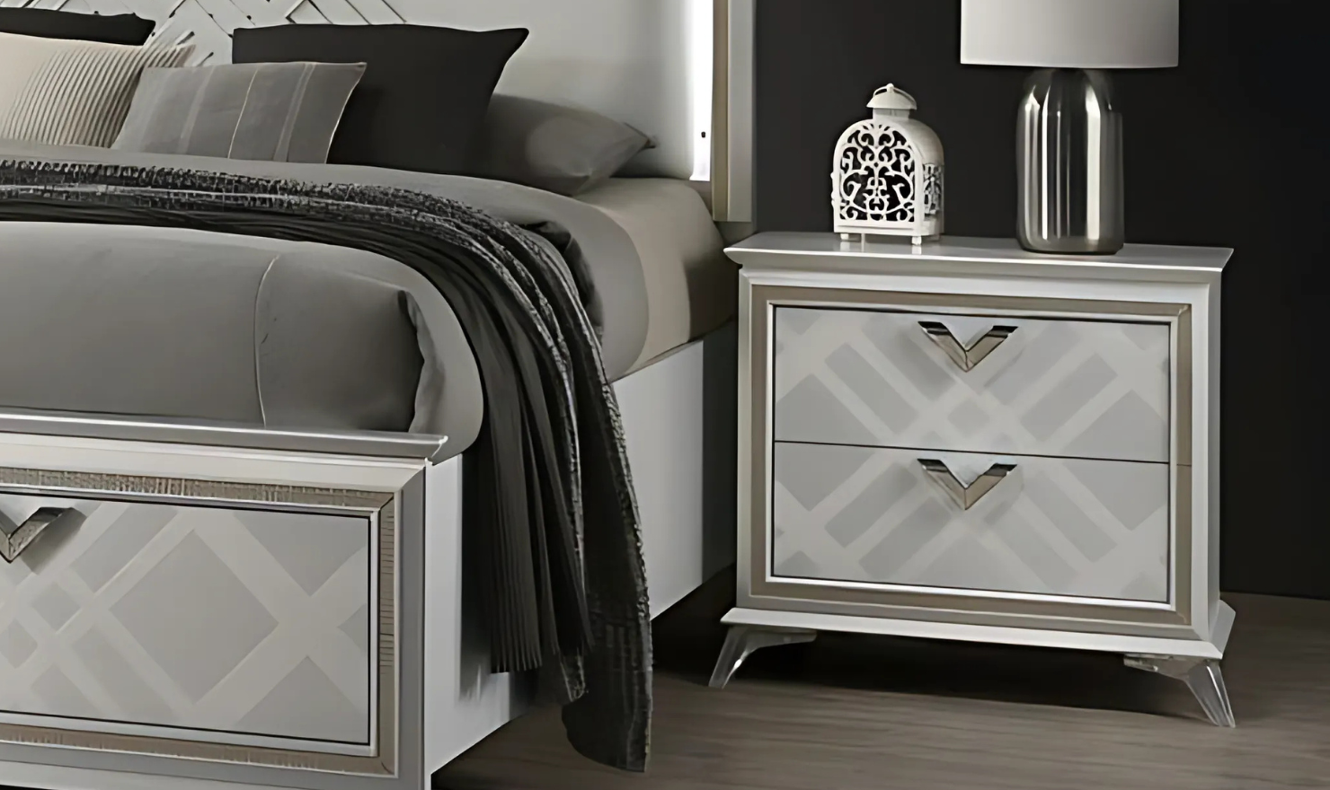 Jennifer Italia Brickfield 2-Drawer Wooden Nightstand In Light Gray