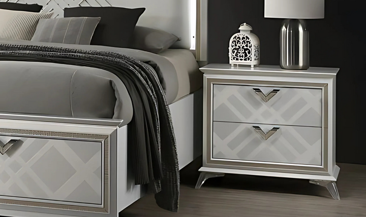 Jennifer Italia Brickfield 2-Drawer Wooden Nightstand In Light Gray