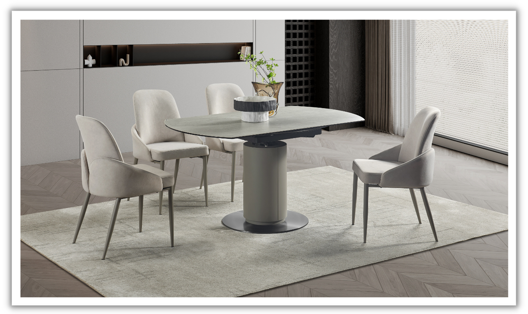 Jennifer Italia Caribu extendable Round Revolving Dining Table-jennifer furniture