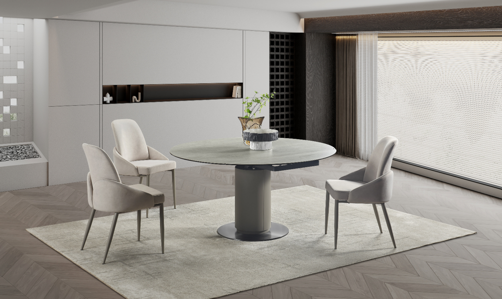 Jennifer Italia Caribu extendable Round Revolving Dining Table-jennifer furniture