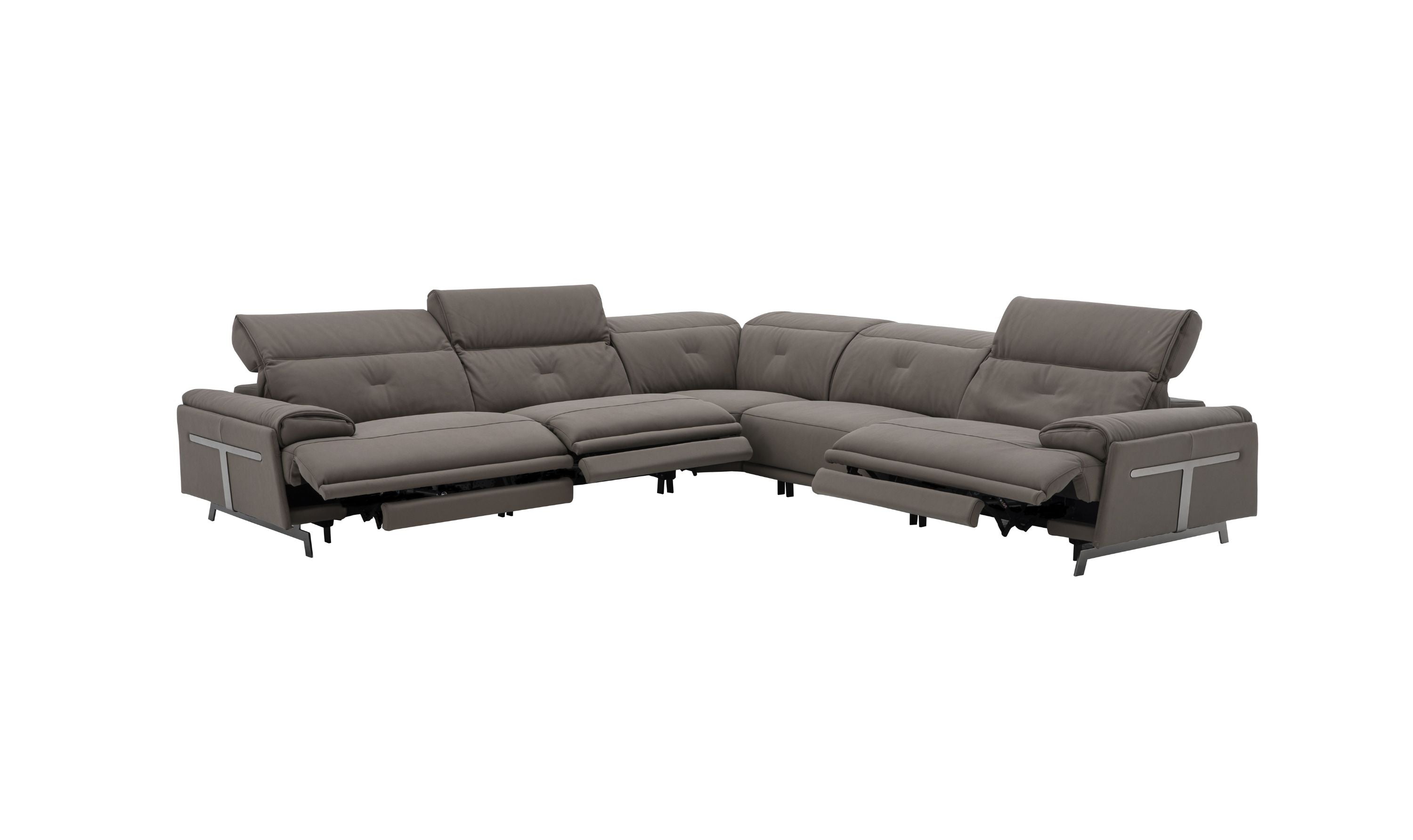 Jennifer Italia Dolce Vita 5 Piece Leather Power Reclining Sectional