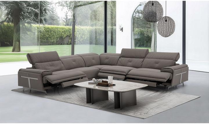 Jennifer Italia Dolce Vita 5 Piece Leather Power Reclining Sectional