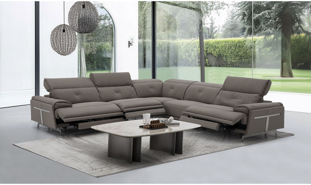 Jennifer Italia Dolce Vita 5 Piece Leather Power Reclining Sectional