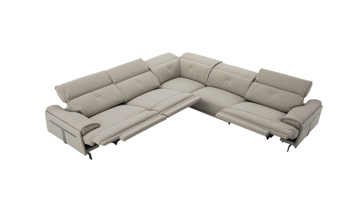 Jennifer Italia Dolce Vita 5 Piece Leather Power Reclining Sectional