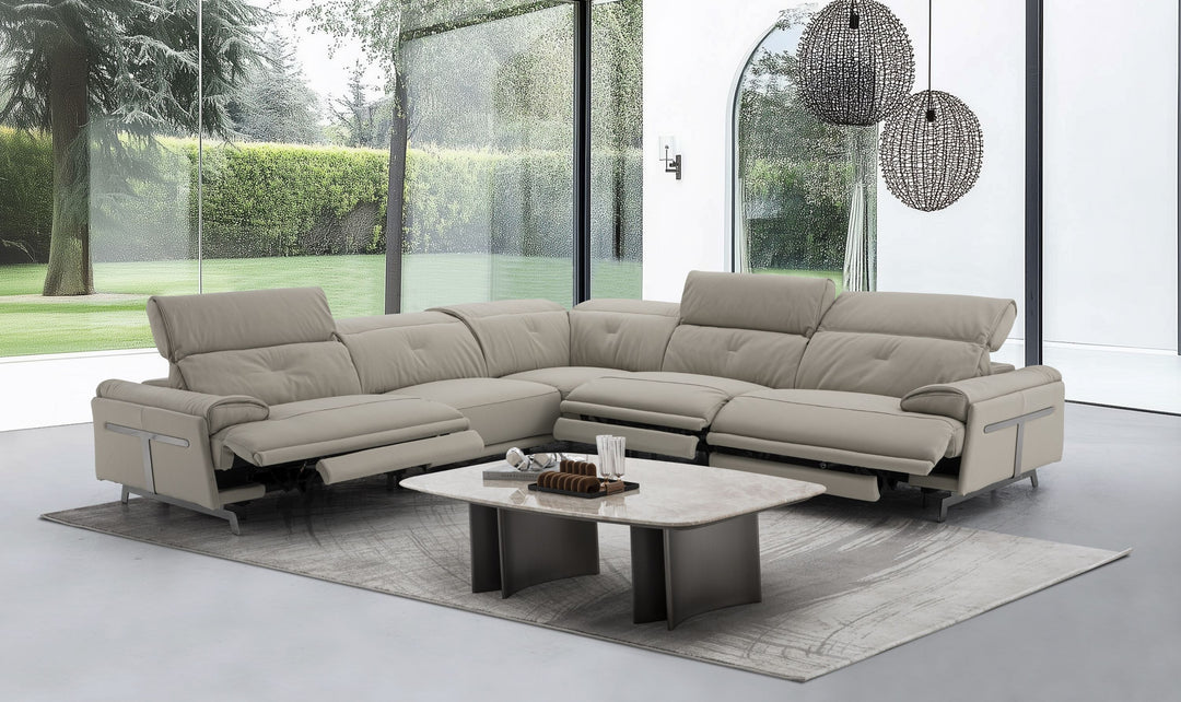 Jennifer Italia Dolce Vita 5 Piece Leather Power Reclining Sectional