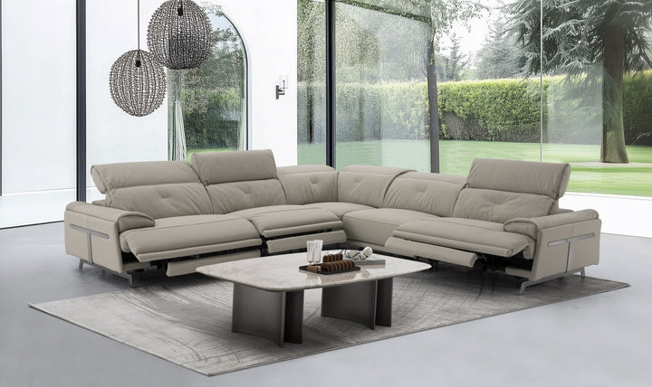 Jennifer Italia Dolce Vita 5 Piece Leather Power Reclining Sectional