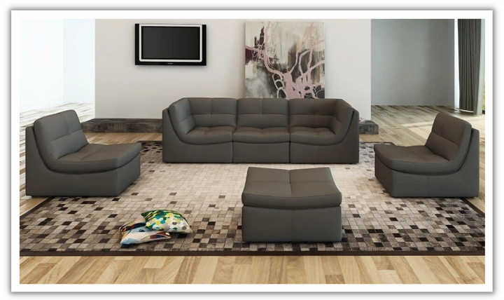 Jennifer Italia Itinéraire Leather Tufted Modular Sectional Sofa