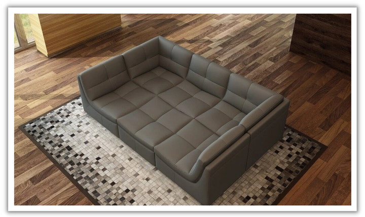Jennifer Italia Itinéraire Leather Tufted Modular Sectional Sofa