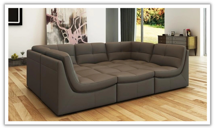 Jennifer Italia Itinéraire Leather Tufted Modular Sectional Sofa