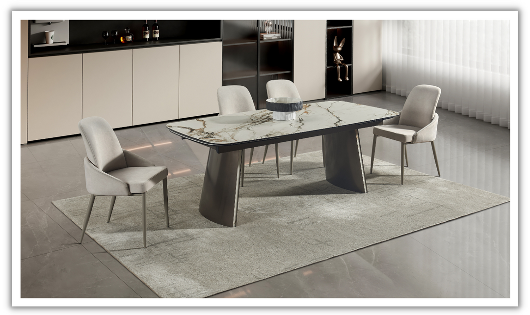 Jennifer Italia Kora 2 Lead Extendable Dining Table Set in Metal Base-jennifer furniture