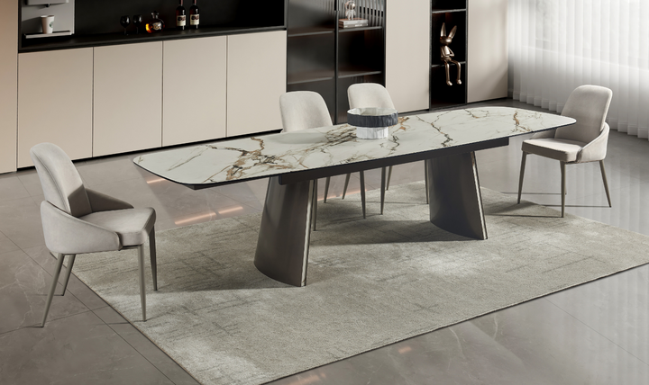 Jennifer Italia Kora 2 Lead Extendable Dining Table Set in  Metal Base