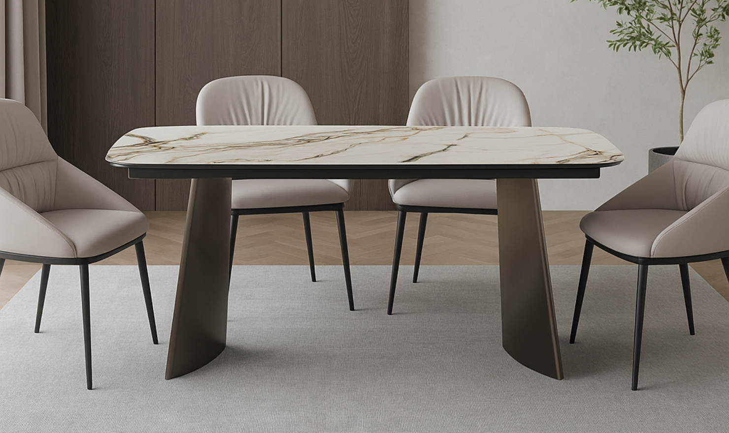 Jennifer Italia Kora 2 Lead Extendable Dining Table Set in Metal Base-jennifer furniture