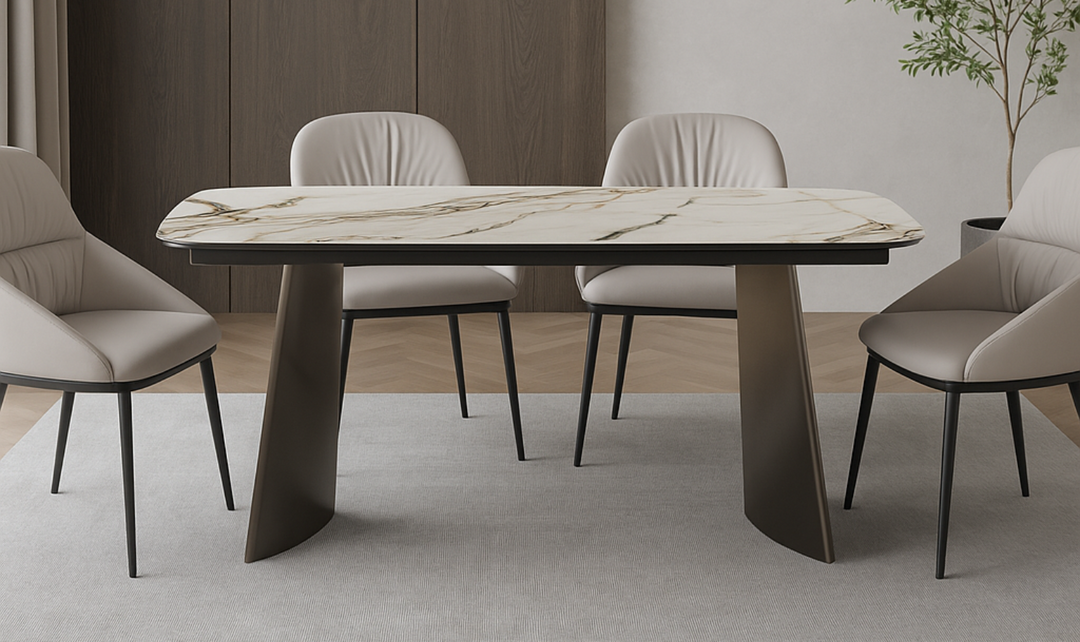 Jennifer Italia Kora 2 Lead Extendable Dining Table Set in Metal Base-jennifer furniture