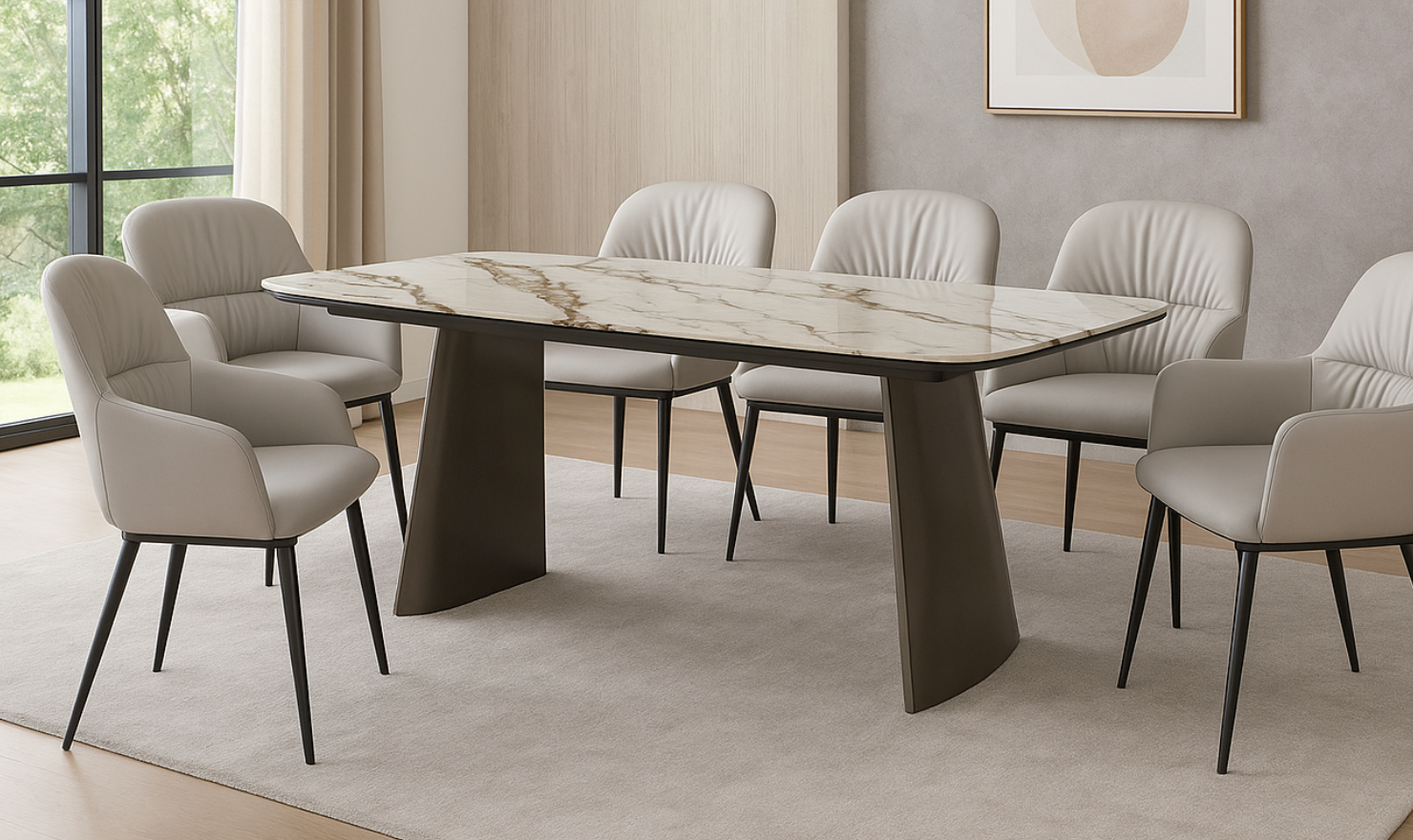 Jennifer Italia Kora 2 Lead Extendable Dining Table Set in Metal Base-jennifer furniture