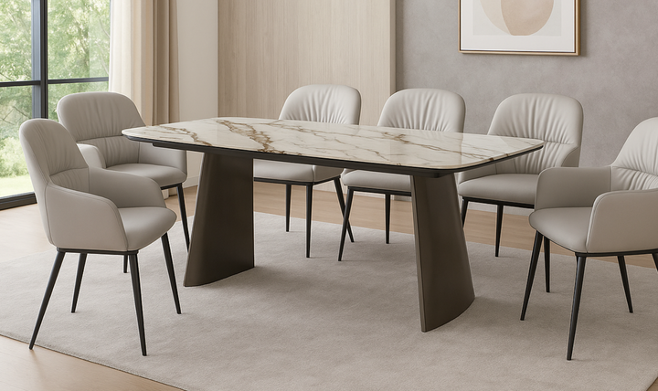 Jennifer Italia Kora 2 Lead Extendable Dining Table Set in Metal Base-jennifer furniture