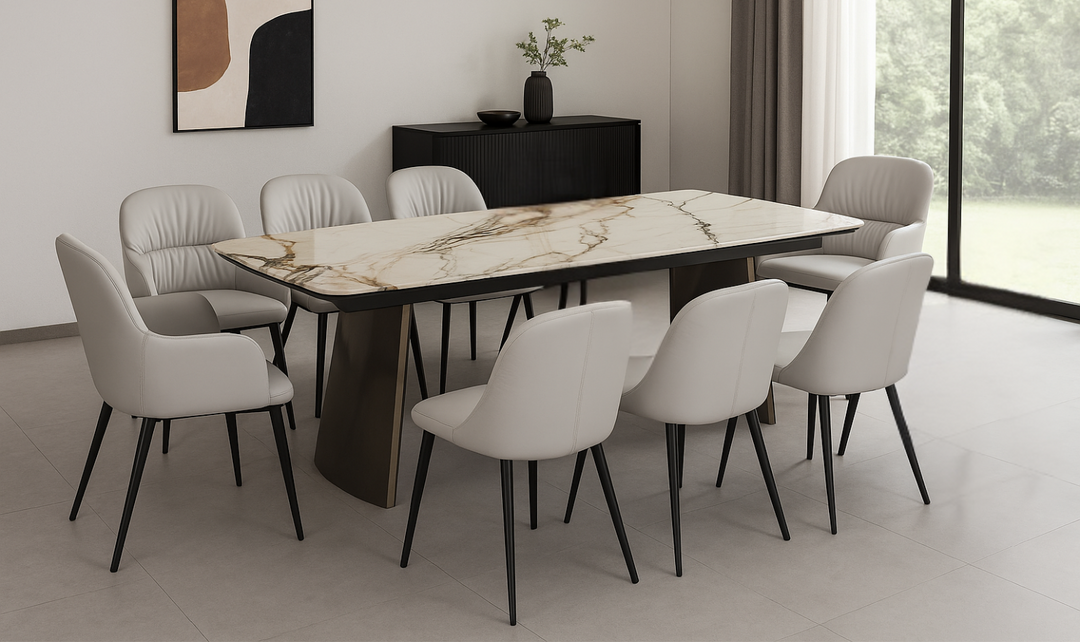 Jennifer Italia Kora 2 Lead Extendable Dining Table Set in Metal Base-jennifer furniture