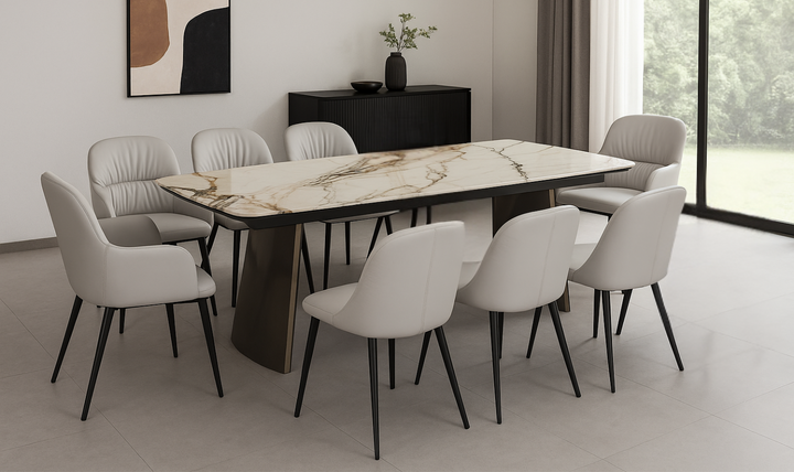 Jennifer Italia Kora 2 Lead Extendable Dining Table Set in Metal Base-jennifer furniture