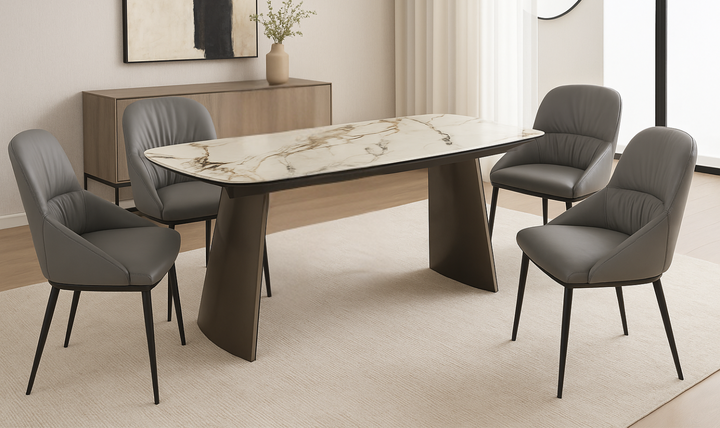 Jennifer Italia Kora 2 Lead Extendable Dining Table Set in Metal Base-jennifer furniture
