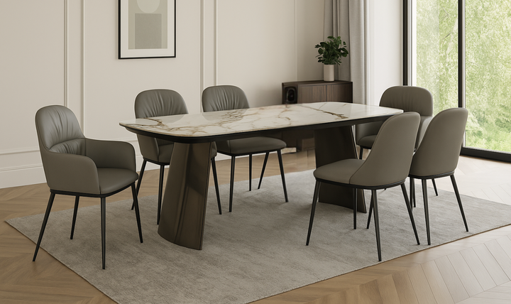 Jennifer Italia Kora 2 Lead Extendable Dining Table Set in Metal Base-jennifer furniture