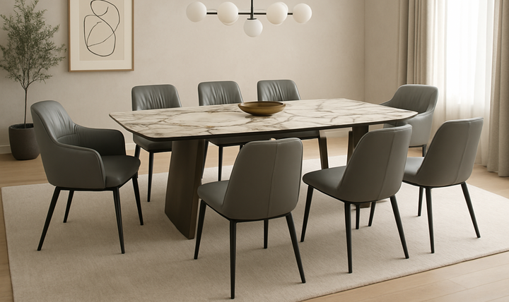Jennifer Italia Kora 2 Lead Extendable Dining Table Set in Metal Base-jennifer furniture