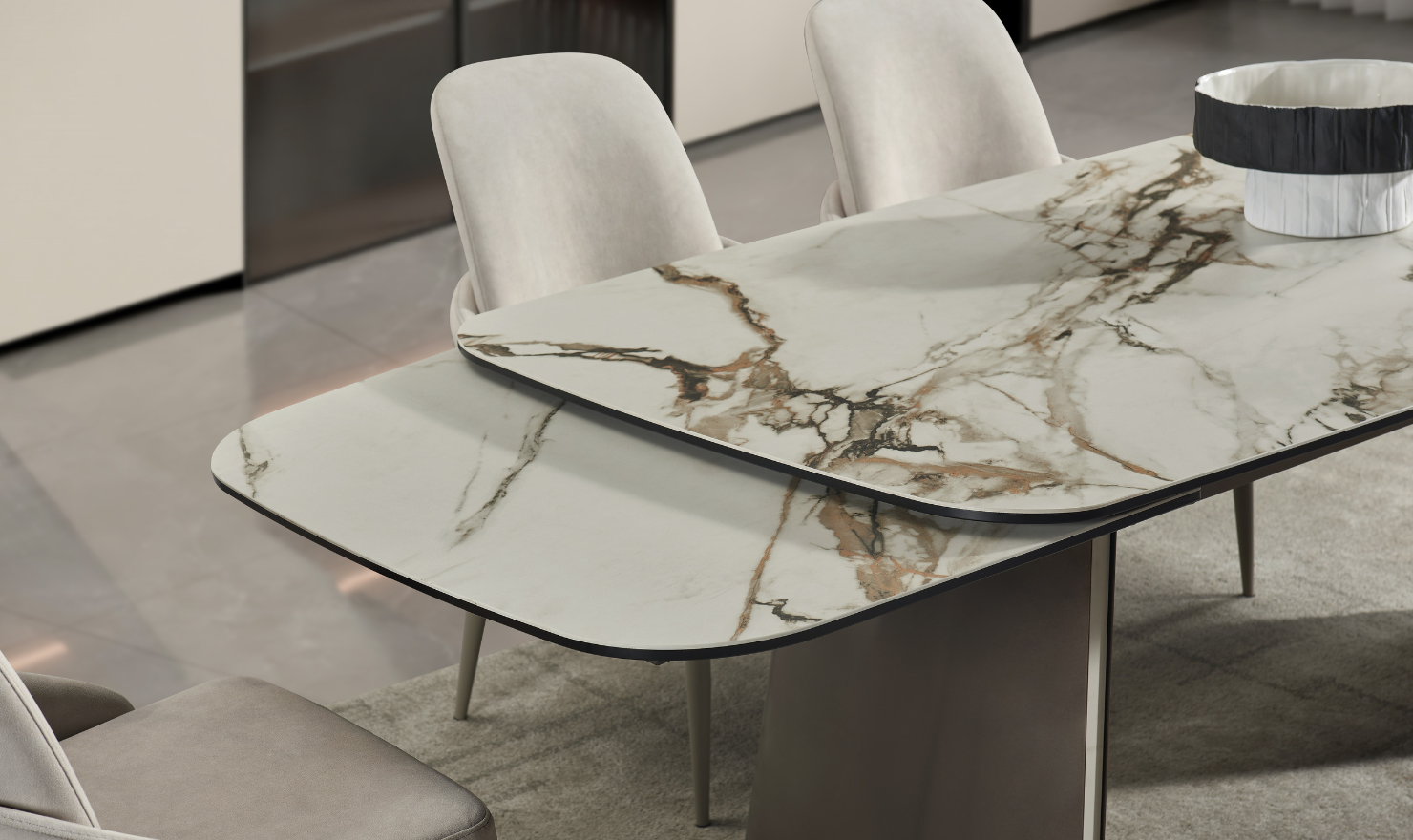 Jennifer Italia Kora 2 Lead Extendable Dining Table Set in Metal Base-jennifer furniture