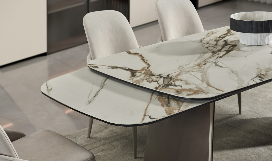 Jennifer Italia Kora 2 Lead Extendable Dining Table Set in Metal Base-jennifer furniture