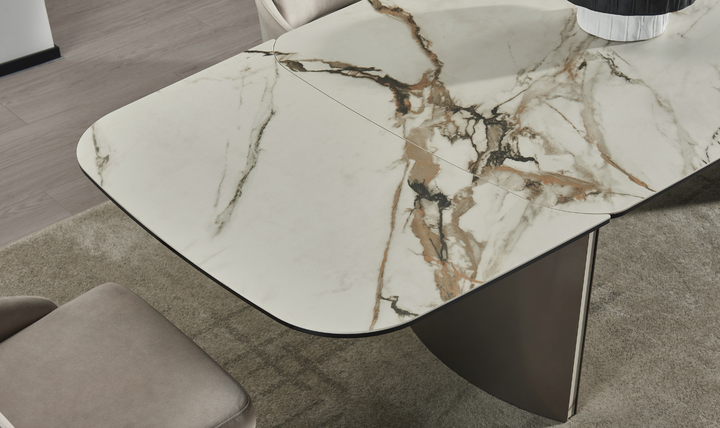 Jennifer Italia Kora 2 Lead Extendable Dining Table Set in Metal Base-jennifer furniture