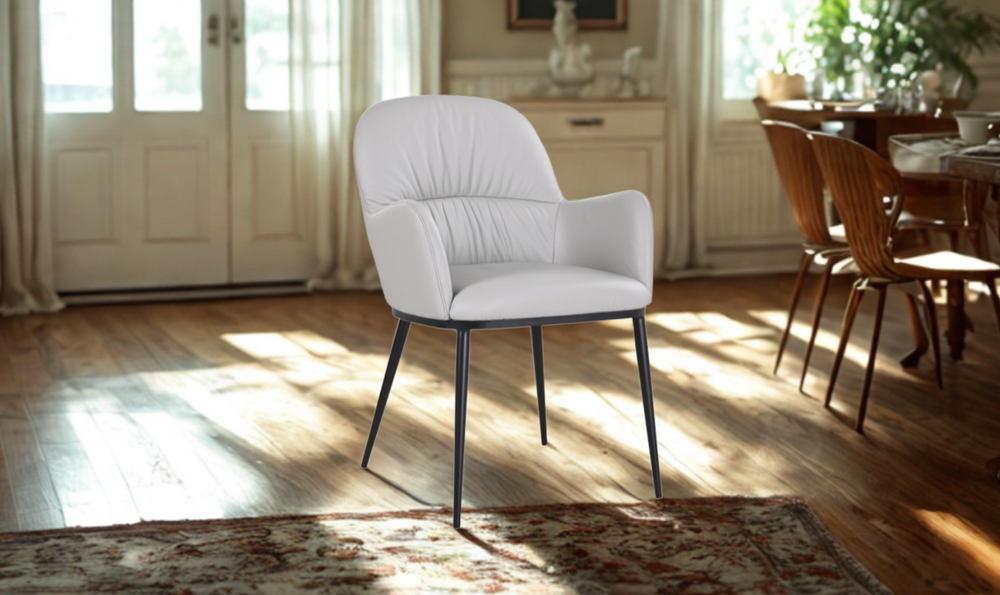 Jennifer Italia Kora Leather Chair With Metal Legs-jennifer furniture