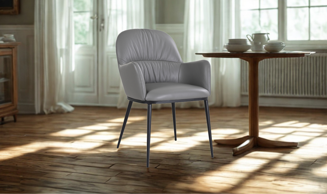Jennifer Italia Kora Leather Chair With Metal Legs-jennifer furniture