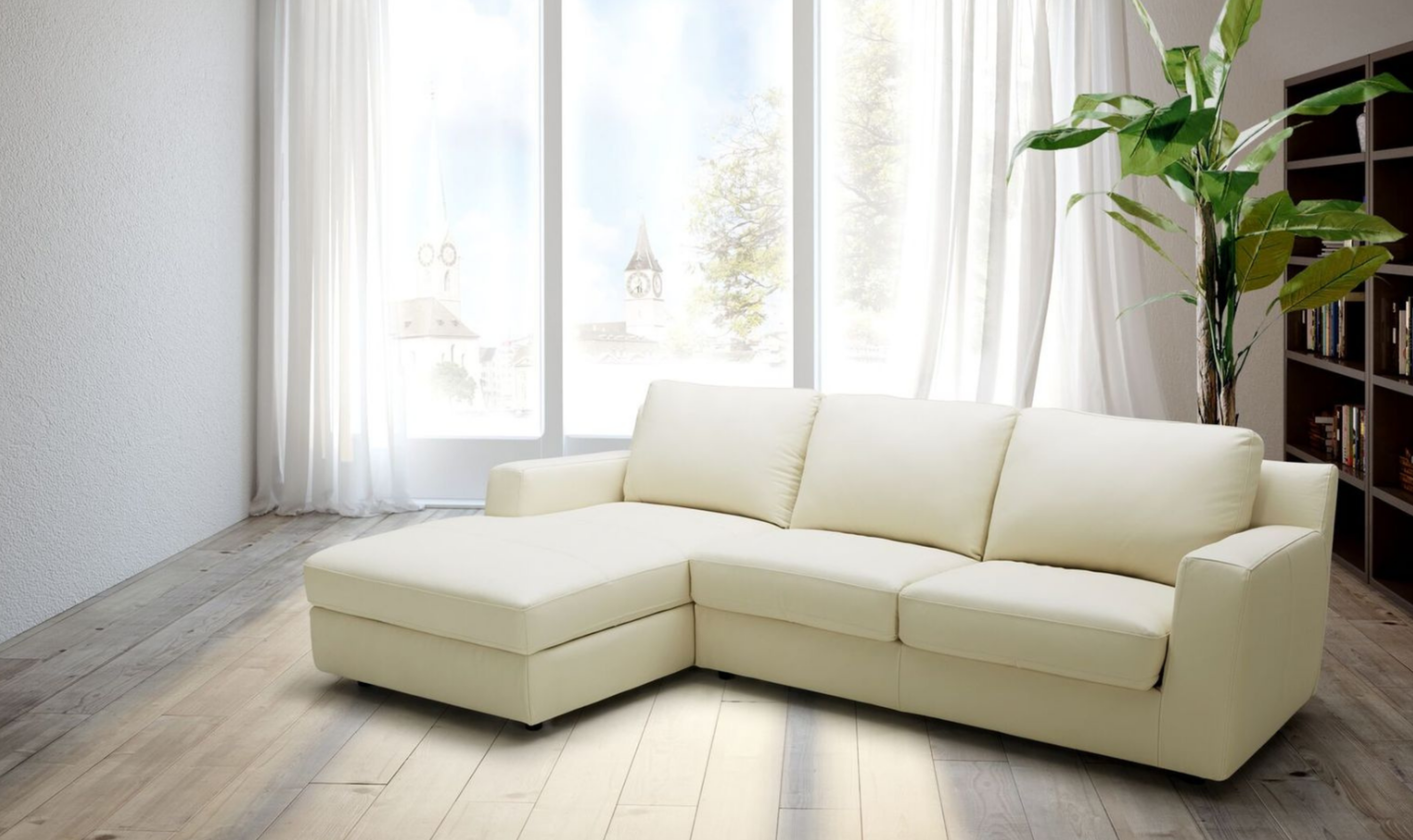 Jennifer Italia Long Island 3-Seater Leather Sectional Sleeper Sofa with Storage-Jennifer Furniture