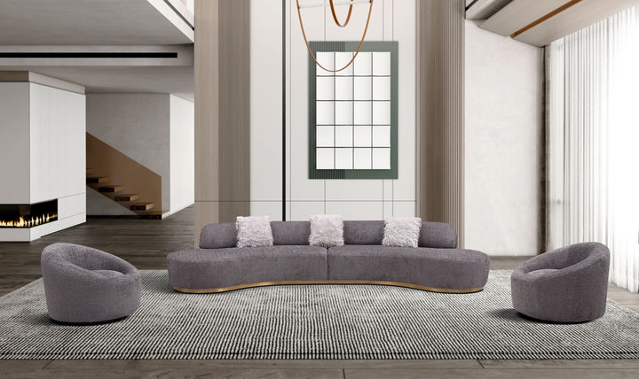 Jennifer Italia Moon Modern Sectional & Chair in Dark Grey Fabric
