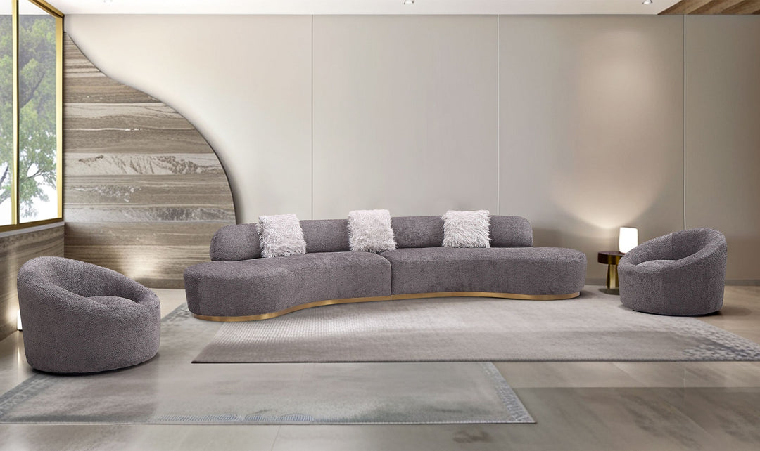 Jennifer Italia Moon Modern Sectional & Chair in Dark Grey Fabric