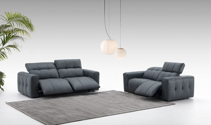 Jennifer Italia Prescott Leather Power Reclining Sofa Set with USB Ports