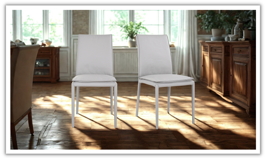 Jennifer Italia Togo Leather Dining Chair With Metal Legs (Set of 2)-jennifer furniture