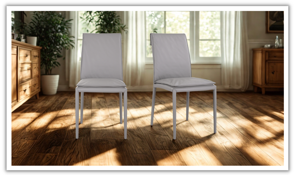 Jennifer Italia Togo Leather Dining Chair With Metal Legs (Set of 2)-jennifer furniture