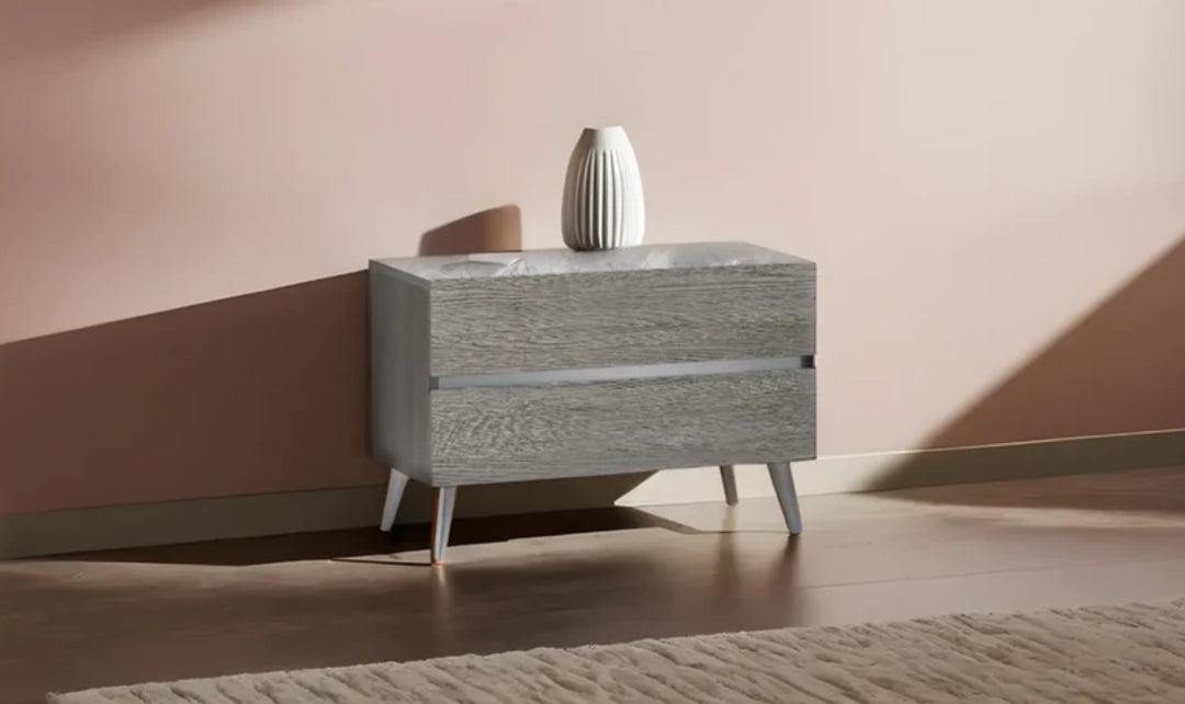Jennifer Italia Victoria 2- Drawers Premium Nightstand In Light Gray-Jennifer Furniture