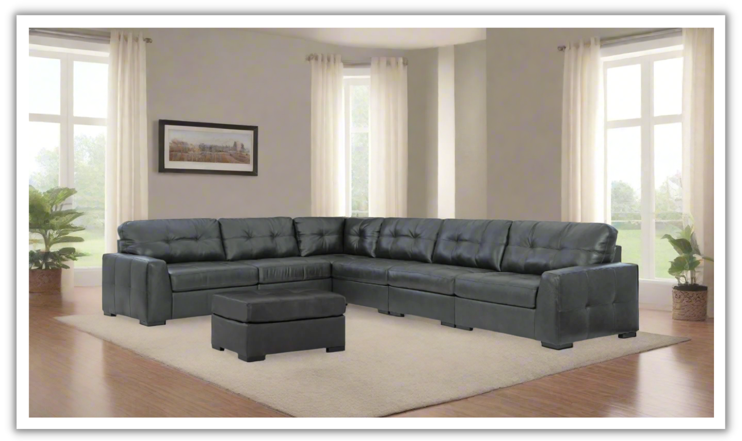 Modern Heritage Brindley Pier Sectional Sofa with Ottoman-Jennifer Furniture