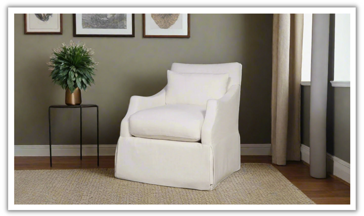 Universal Margaux Swivel Fabric Accent Chair in White