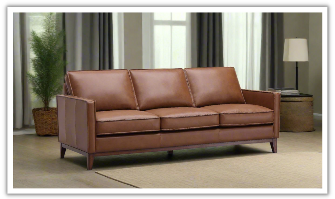 Leather Italia Georgetowne Weston 3-Seater Saddle Leather Sofa in Brown