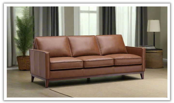 Leather Italia Georgetowne Weston 3-Seater Saddle Leather Sofa in Brown